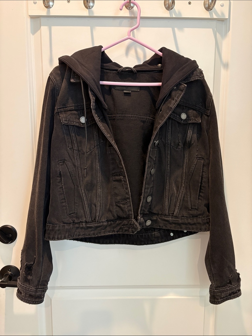 Black Hooded Denim Jacket